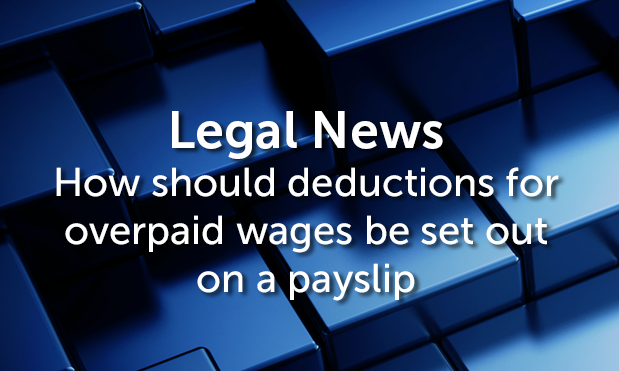 How should deductions for overpaid wages be set out on a payslip?